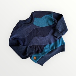 Sweter merino patchwork fale 92/98