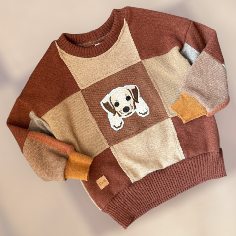 Sweter patchworkowy 92/98